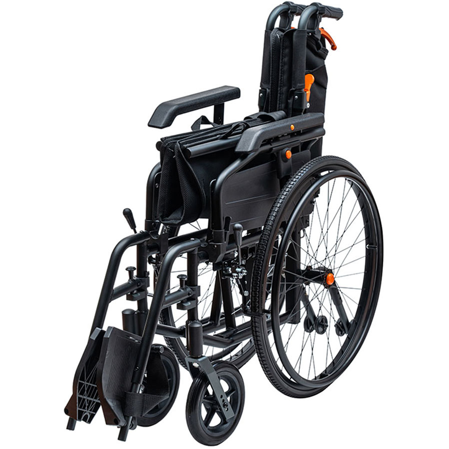 Breathable Mesh Seat Stable Wheelbase Heavy-Duty Aluminum Manual Wheelchair