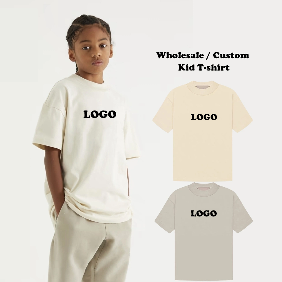 Camiseta gráfica personalizada al por mayor en blanco 100% de algodón para verano, niños, niñas, camiseta oversized para niños, ropa para niños