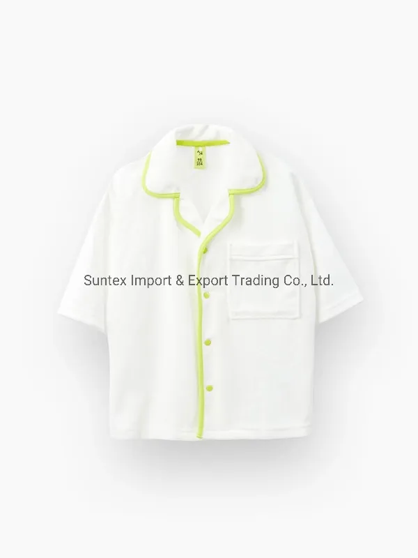 100% Tela de punto de algodón Terry color blanco ropa para niños ropa infantil