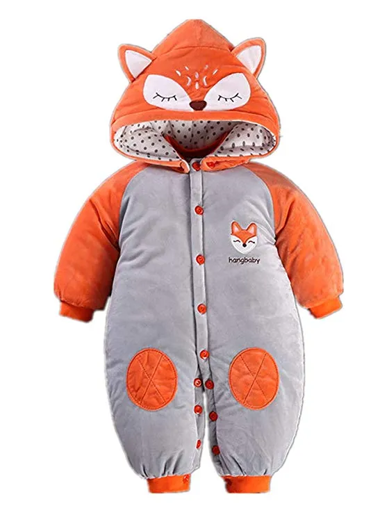 Mono grueso de dibujos animados de animales para bebés y niños pequeños, traje cálido para niños, ropa de otoño e invierno