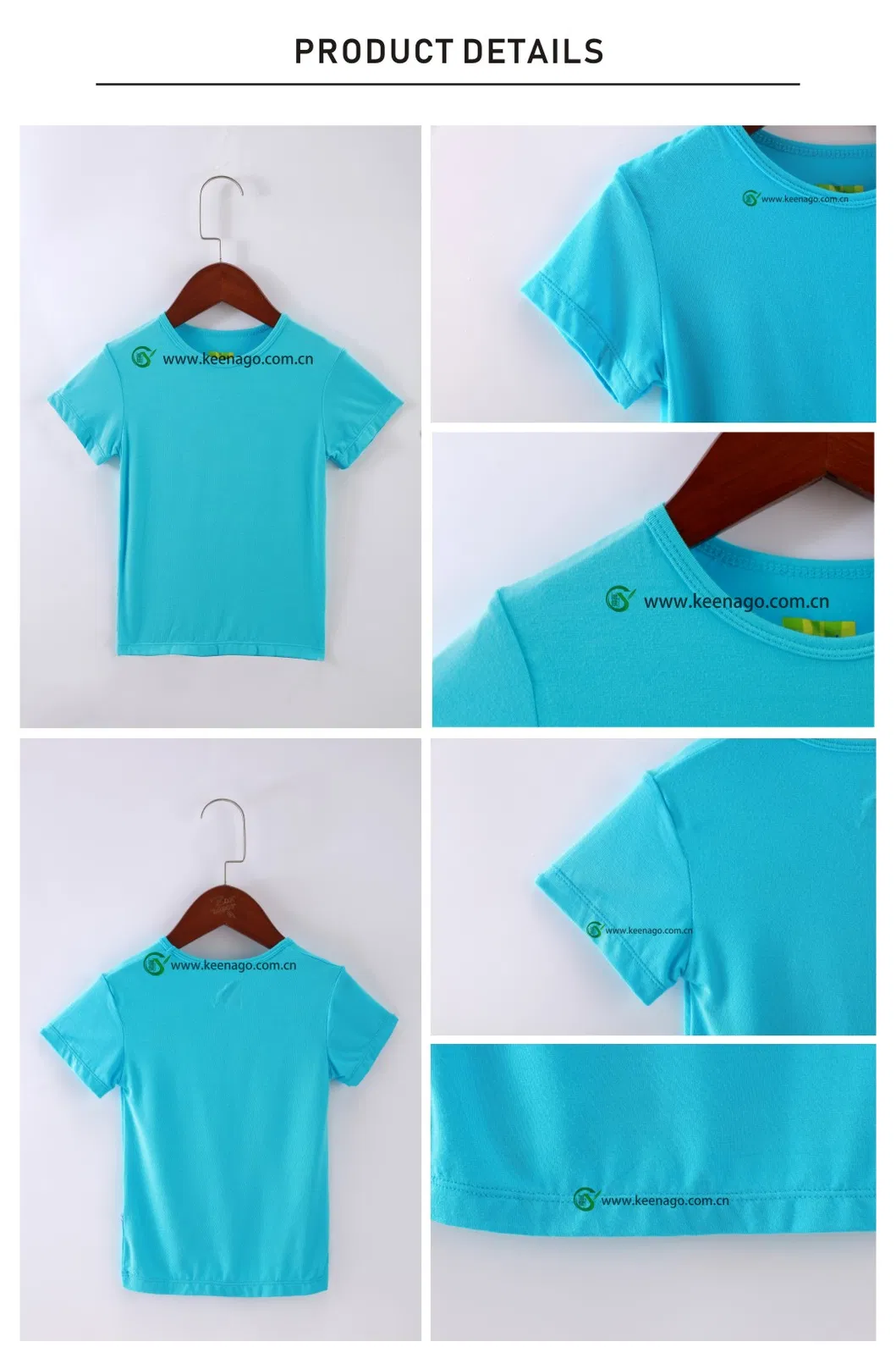 Ropa Infantil Sostenible OEM ODM 95% Bambú 5% Spandex Camiseta de Verano