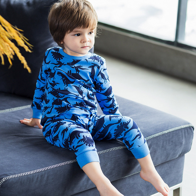 100% Pijamas de algodón para niños de mangas largas