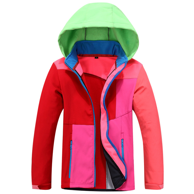 Chaqueta Softshell para Niños Ropa Infantil Abrigo Forrado de Forro Polar Chaqueta con Capucha de Parches