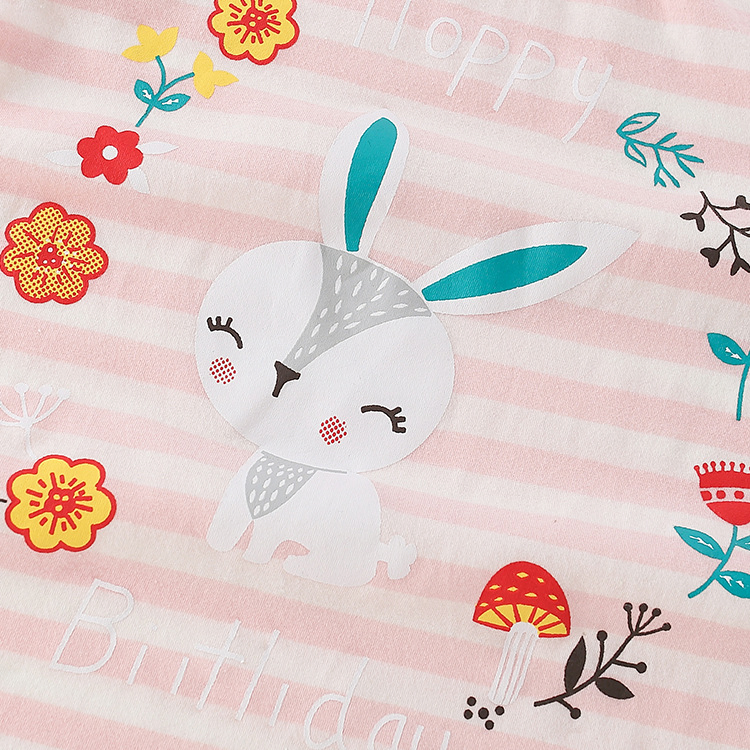 Nueva Ropa para Niños OEM/ODM Camiseta de Algodón para Niña de Cuello Redondo Color Rosa con Estampado de Dibujos Animados