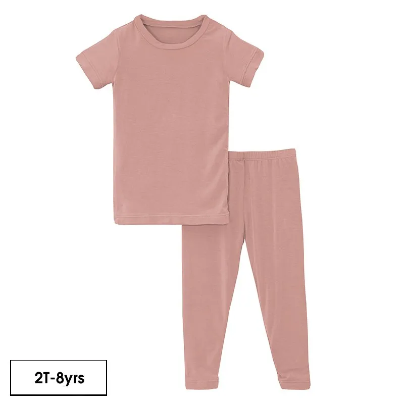 Conjunto de Pijamas de Manga Corta Esencial 2PCS Ropa de Dormir de Bambú para Niños