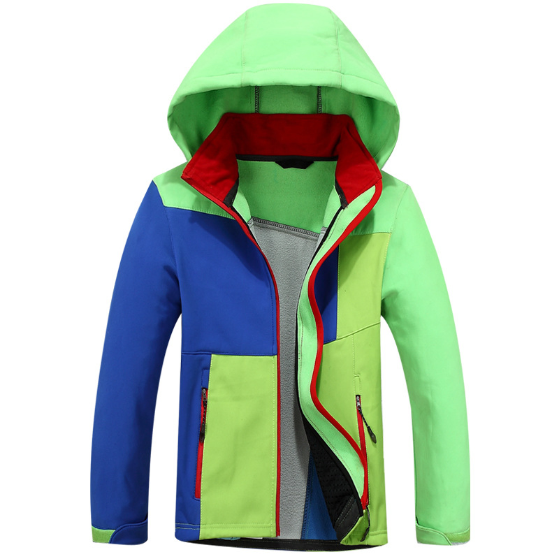 Chaqueta Softshell para Niños Ropa Infantil Abrigo Forrado de Forro Polar Chaqueta con Capucha de Parches