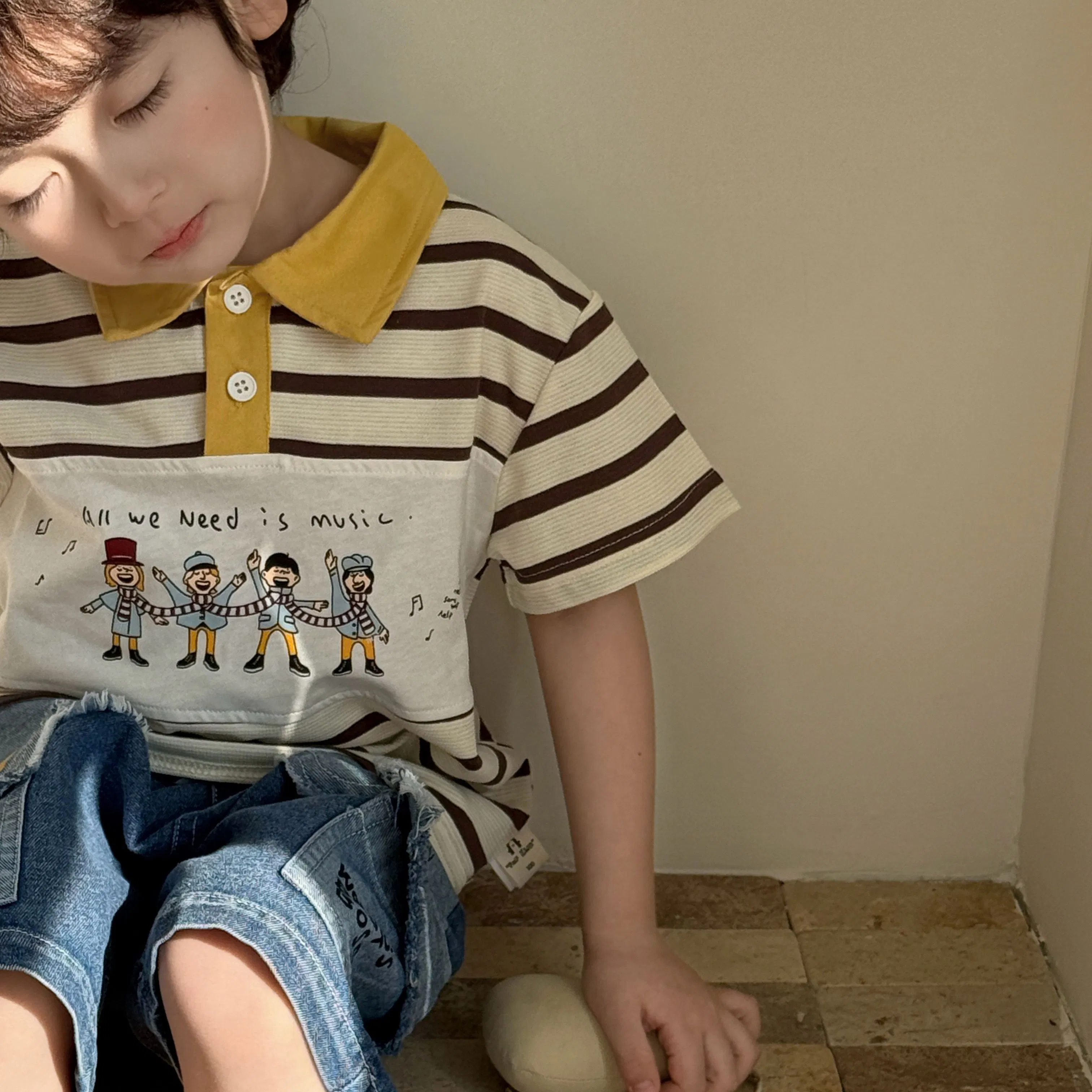 Ropa de verano para niños de algodón puro con camiseta tipo polo
