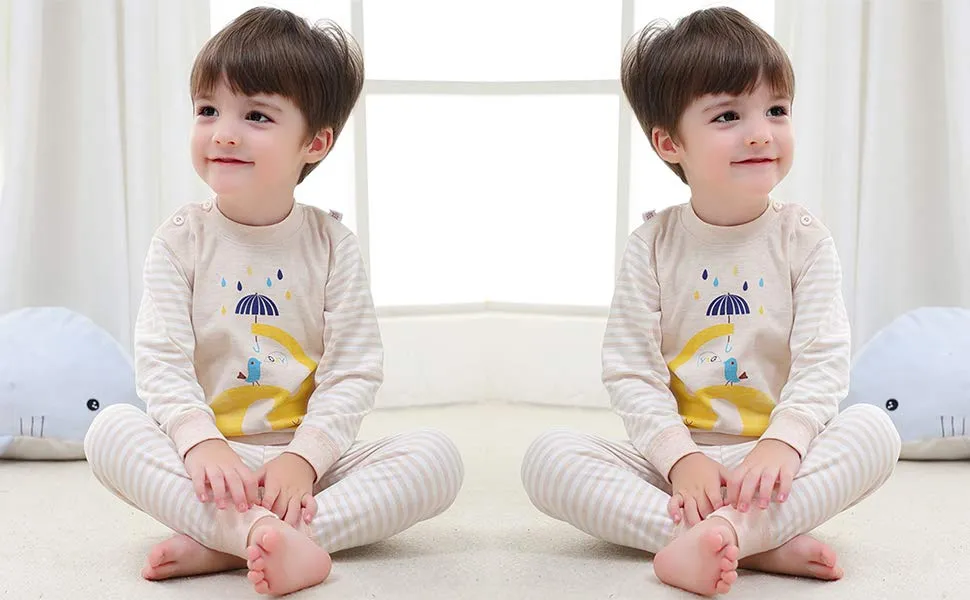 100% Ropa de bebé de algodón orgánico, pijamas para niños