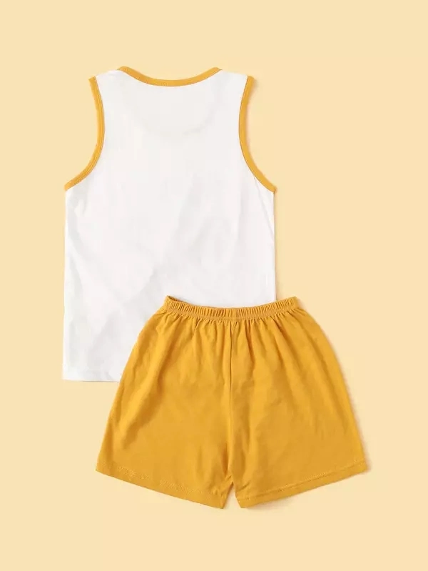 Conjunto de pijamas de rayas sin mangas para niños con estampado de números y letras 100% Pijamas de algodón para bebés Ropa para niños