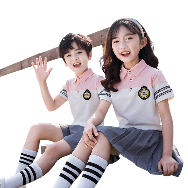 Uniforme escolar de verano para niños, de manga corta y corto