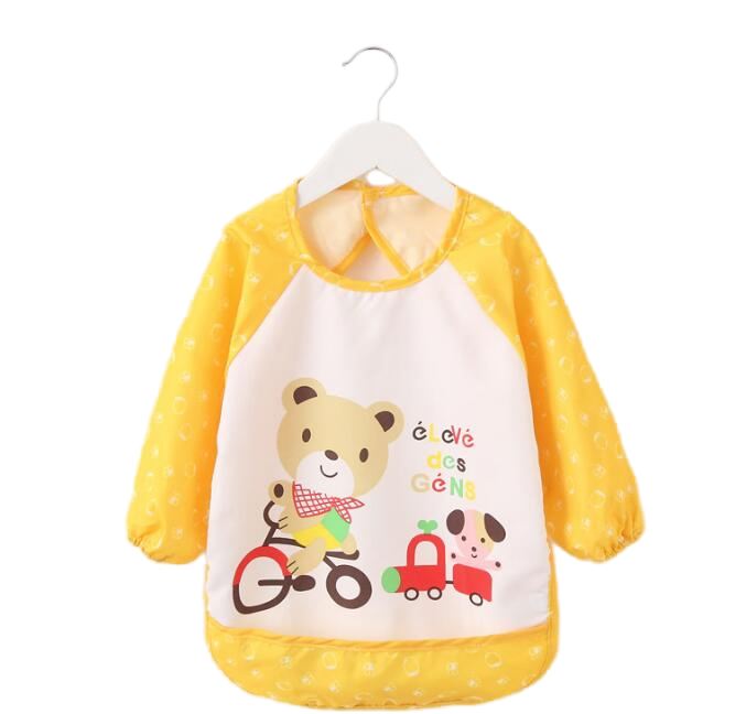 Bibs de tela con estampado de animales para bebés, baberos para niños, ropa de bebé de manga larga para la hora de la cena