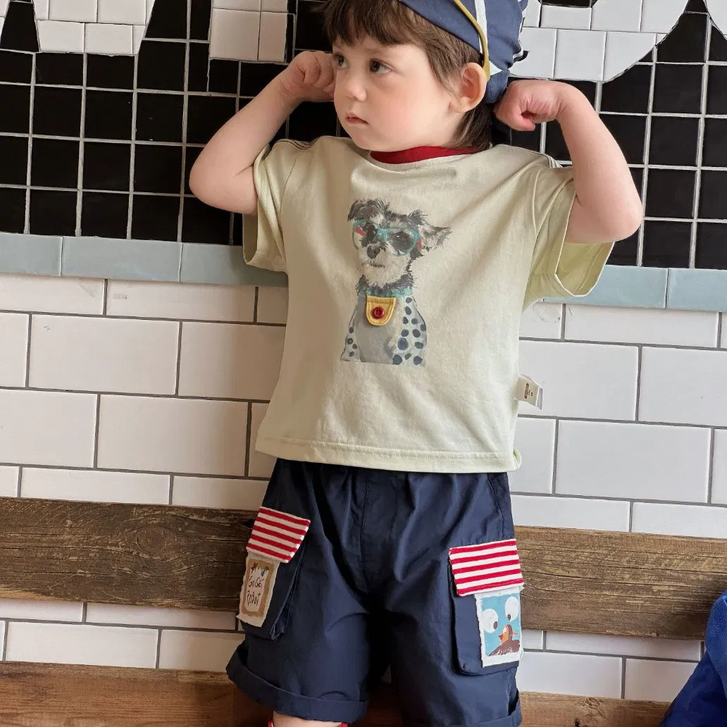 Ropa de verano de algodón para niños con camiseta y pantalones cortos