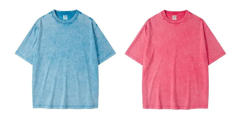 Camiseta de algodón lavada a la moda para niños de verano personalizada al por mayor 270GSM 100% Camiseta para niños con hombros caídos, camiseta vintage de lavado ácido para niños y niñas
