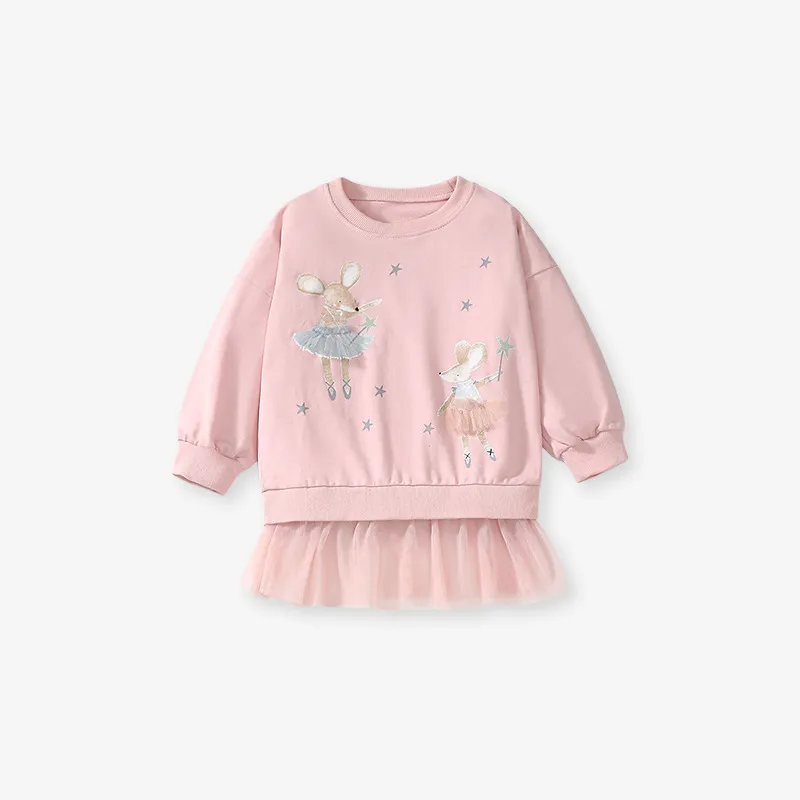 2025 Sudadera de Otoño para Niña y Leggings 2PCS Conjunto de Ropa Infantil Falda con Estampado de Dibujos Animados