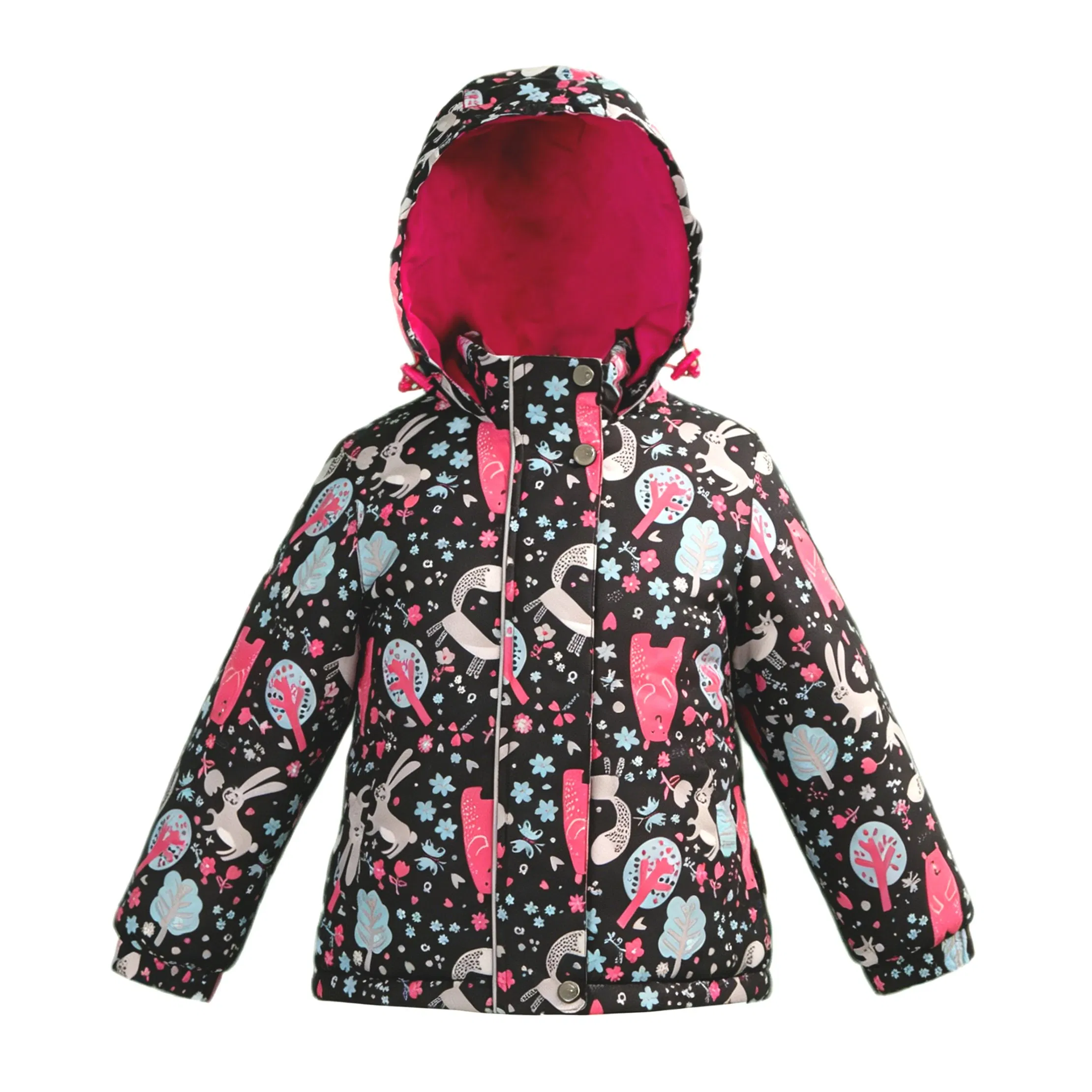 Chaqueta de invierno con capucha para niños, acolchada, con estampado de conejo, abrigo exterior para niños