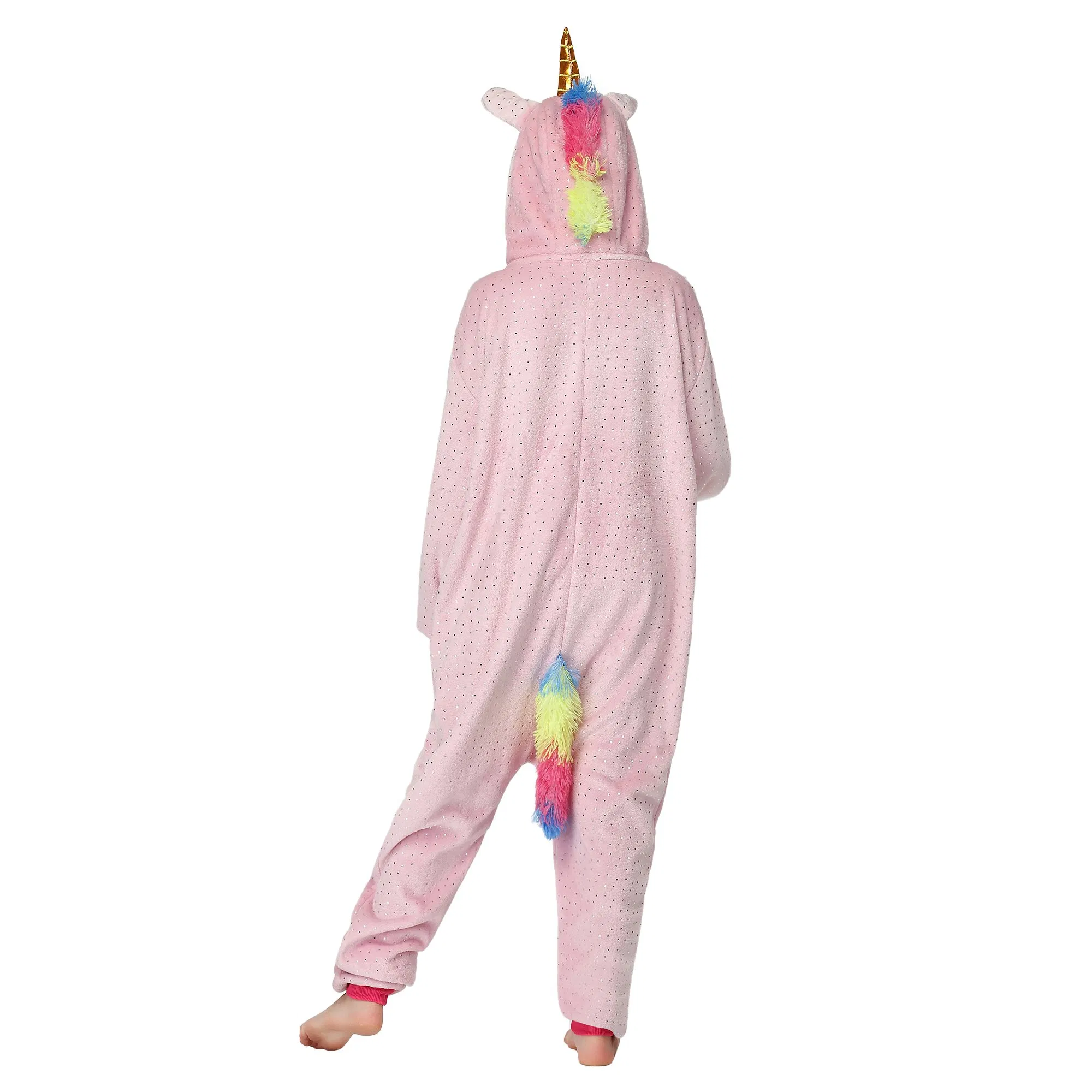 Pijama con capucha de felpa suave y cálida de coral, disfraz de unicornio, pijamas de Halloween, pijamas de personajes, regalos de Navidad para niños