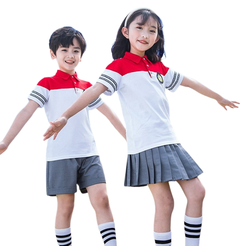 Uniforme escolar de verano para niños, de manga corta y corto