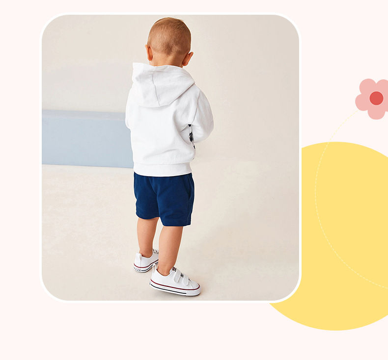 Hot Sale niños ropa informal y Deportes ropa de cremallera Sudadera con capucha y pantalones cortos 2pcs Conjuntos Blanco Color ropa para niños