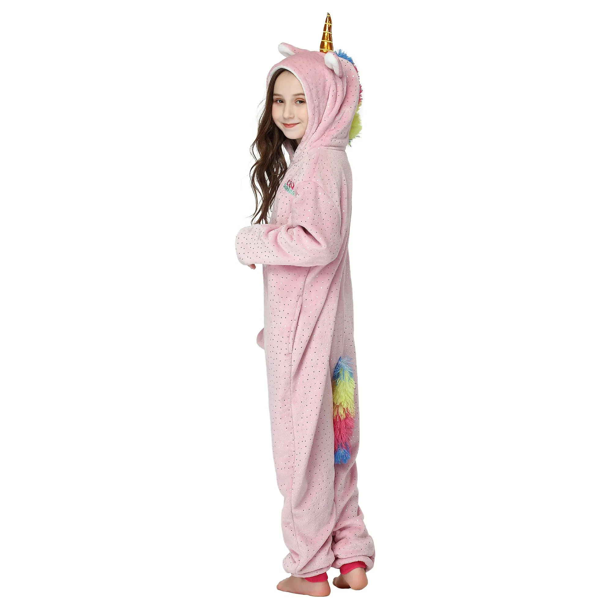 Pijama con capucha de felpa suave y cálida de coral, disfraz de unicornio, pijamas de Halloween, pijamas de personajes, regalos de Navidad para niños