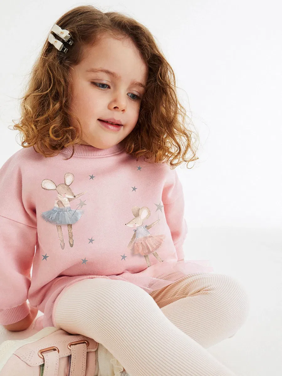 2025 Sudadera de Otoño para Niña y Leggings 2PCS Conjunto de Ropa Infantil Falda con Estampado de Dibujos Animados