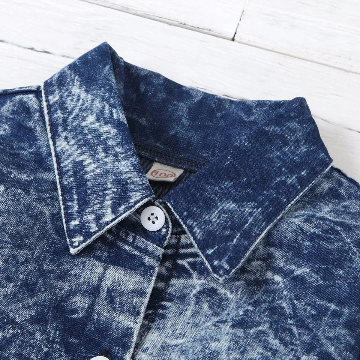 Ropa de mezclilla casual de manga larga personalizada para niños, niñas, bebés y niños