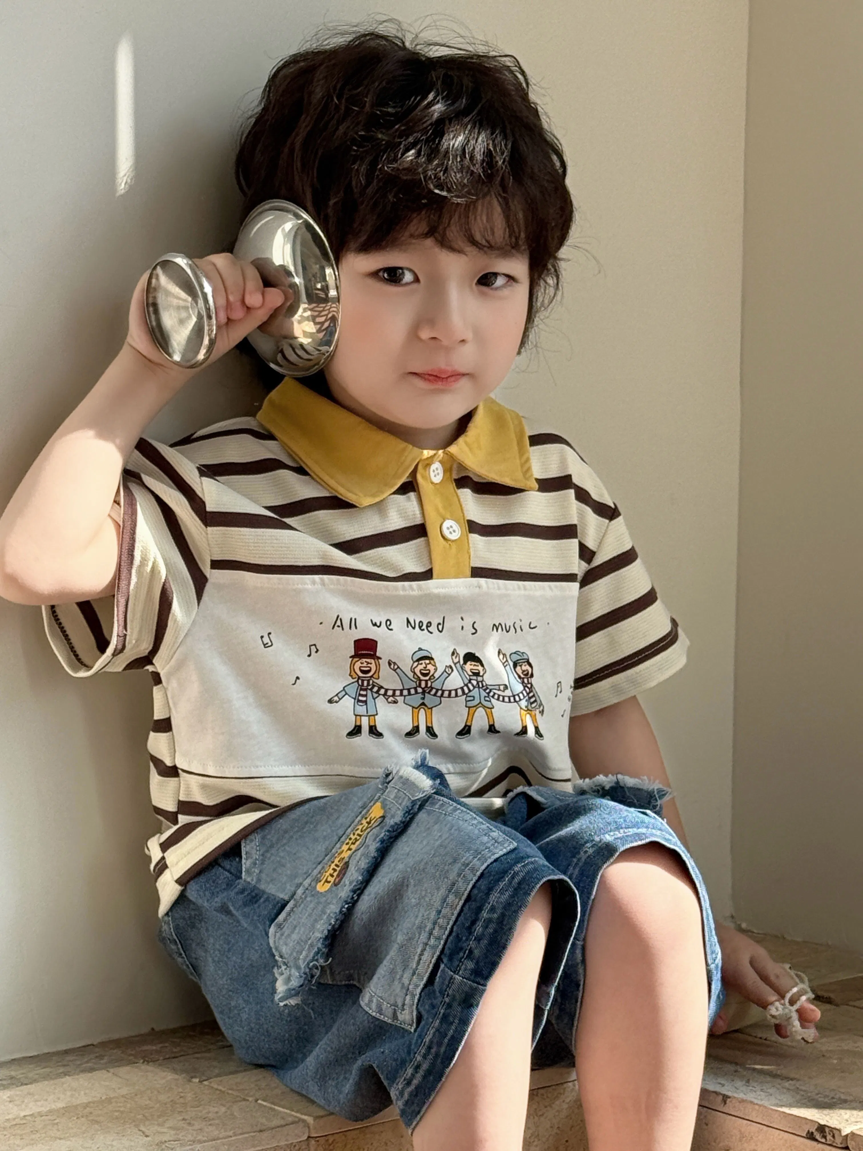 Ropa de verano para niños de algodón puro con camiseta tipo polo
