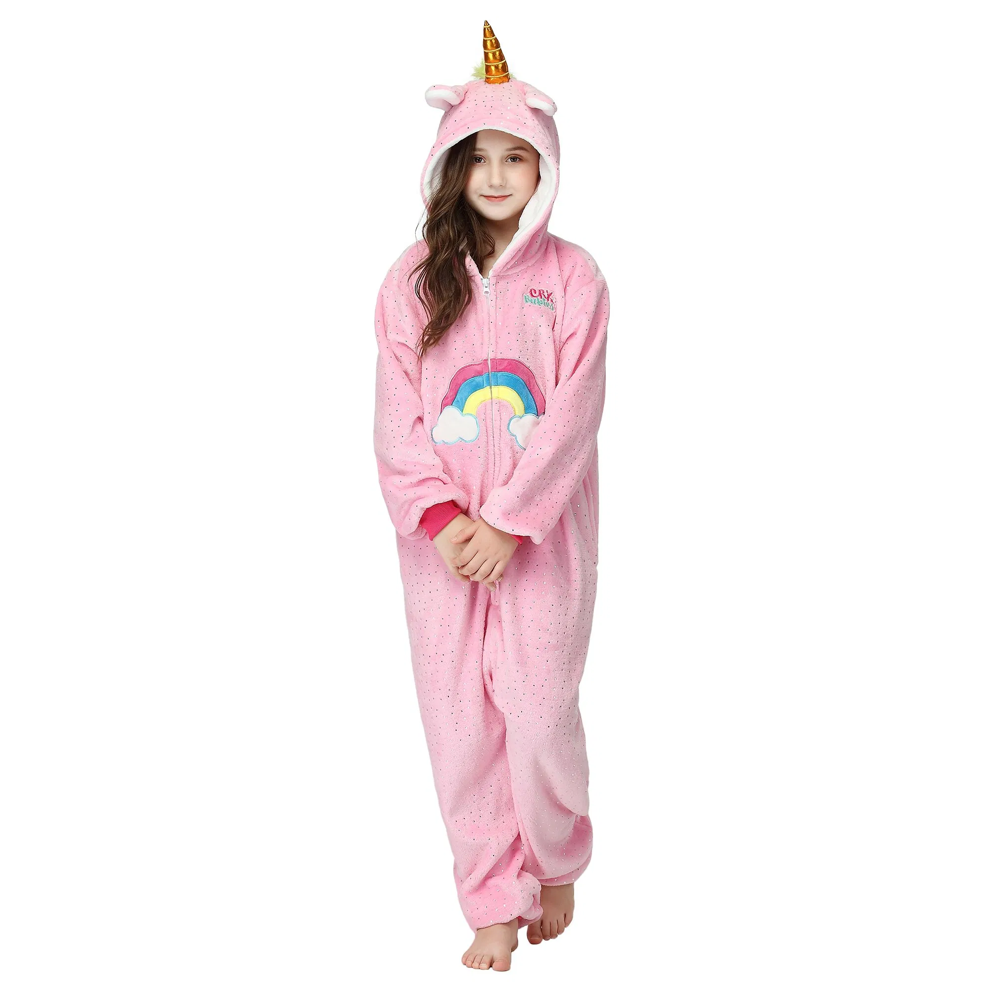Pijama con capucha de felpa suave y cálida de coral, disfraz de unicornio, pijamas de Halloween, pijamas de personajes, regalos de Navidad para niños