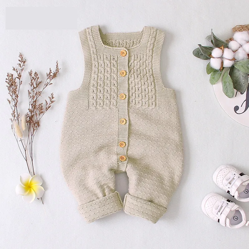 Ropa de bebé de muselina, mono sin mangas para bebés, jumpsuit de algodón orgánico para niños, ropa de bebé con botones