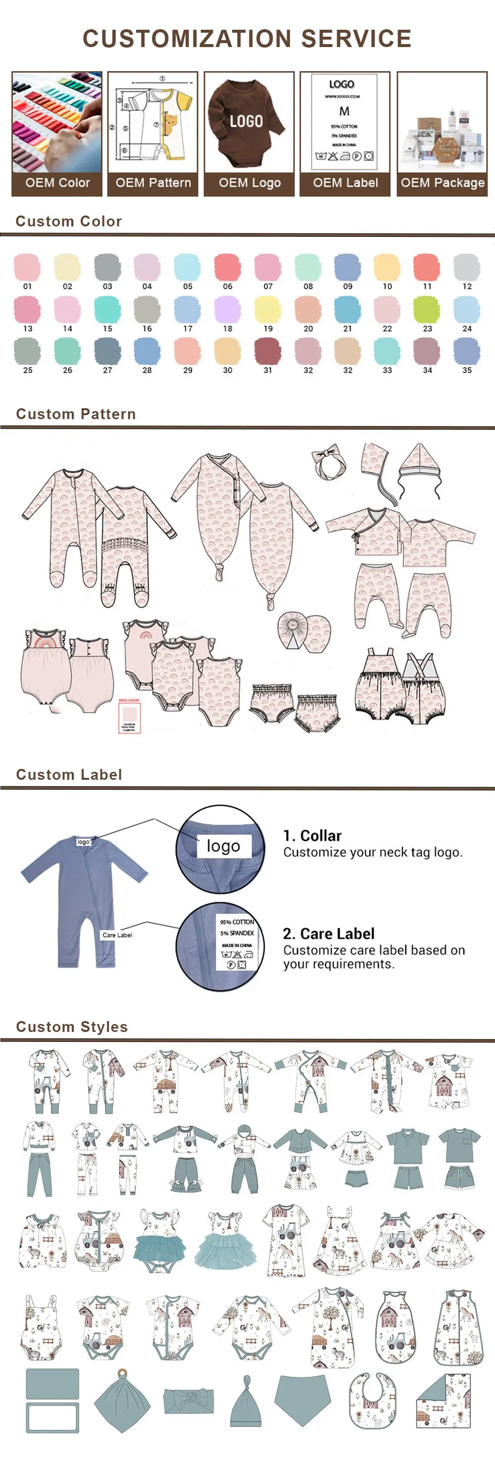 Ropa para bebés ecológica de bambú, mono para bebés, prendas para bebés, bodysuits para niños pequeños con Oeko-Tex