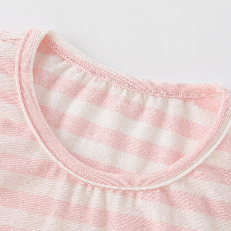 Nueva Ropa para Niños OEM/ODM Camiseta de Algodón para Niña de Cuello Redondo Color Rosa con Estampado de Dibujos Animados