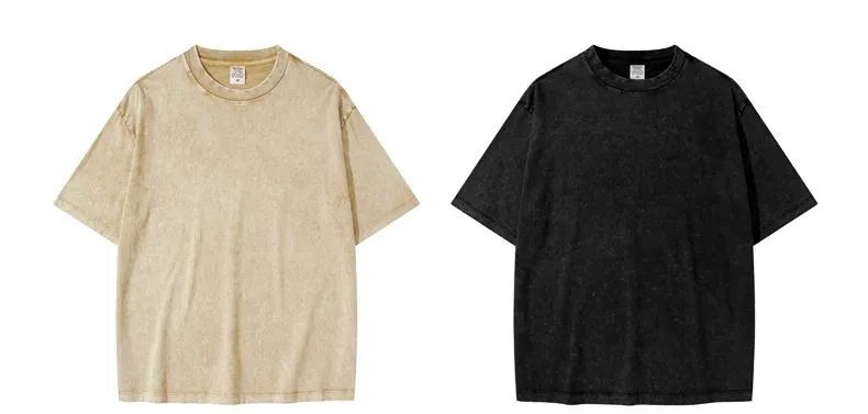 Camiseta de algodón lavada a la moda para niños de verano personalizada al por mayor 270GSM 100% Camiseta para niños con hombros caídos, camiseta vintage de lavado ácido para niños y niñas