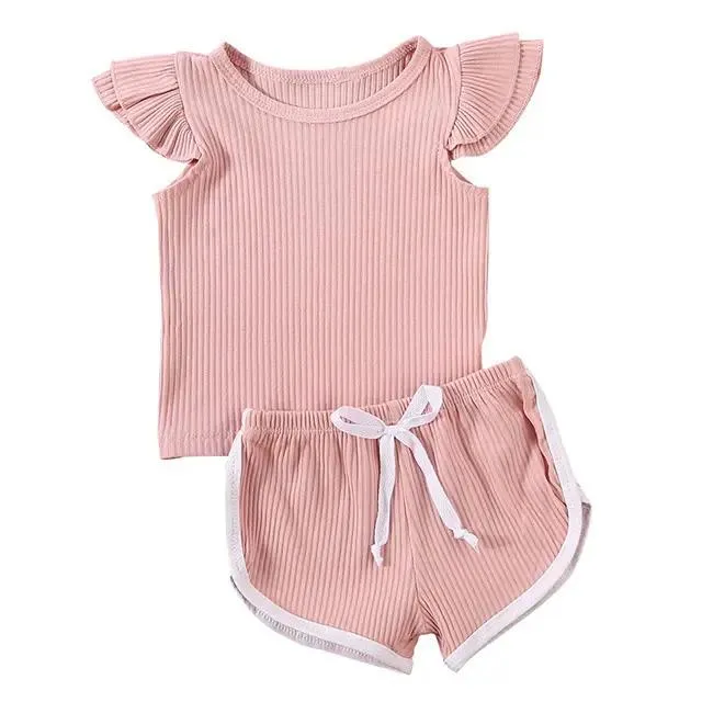 Venta de verano de ropa casual para niños, conjuntos de ropa sólida