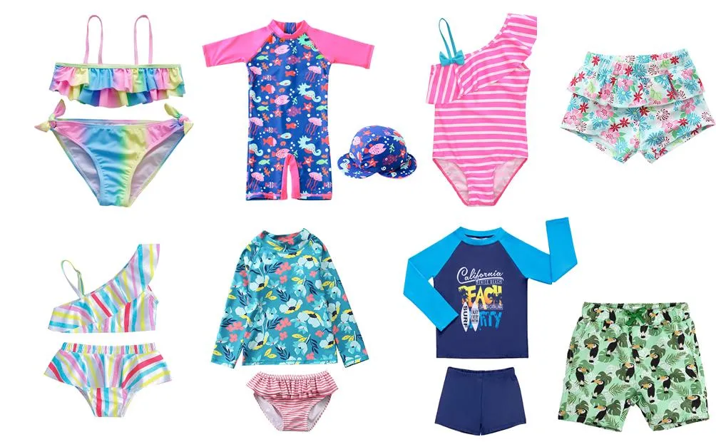 Conjunto de tres piezas para niños Upf50 Traje de baño UV Ropa de playa para niños