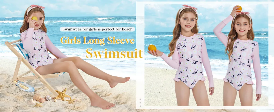 Traje de baño de manga larga con cremallera multicolor para niños Upf 50+