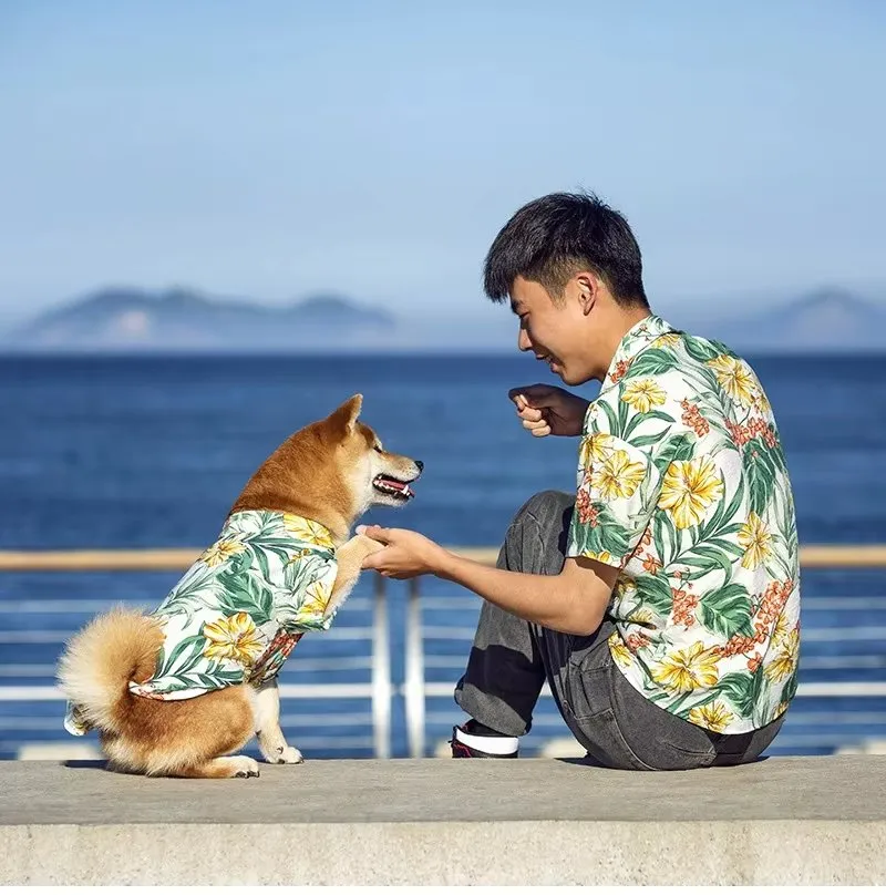 Dueño y Mascota Atuendo Playero Casual para Mascotas Camiseta Hombre Perro Padre Hijo Ropa Xs-8XL Ropa para Cachorro Perro Grande