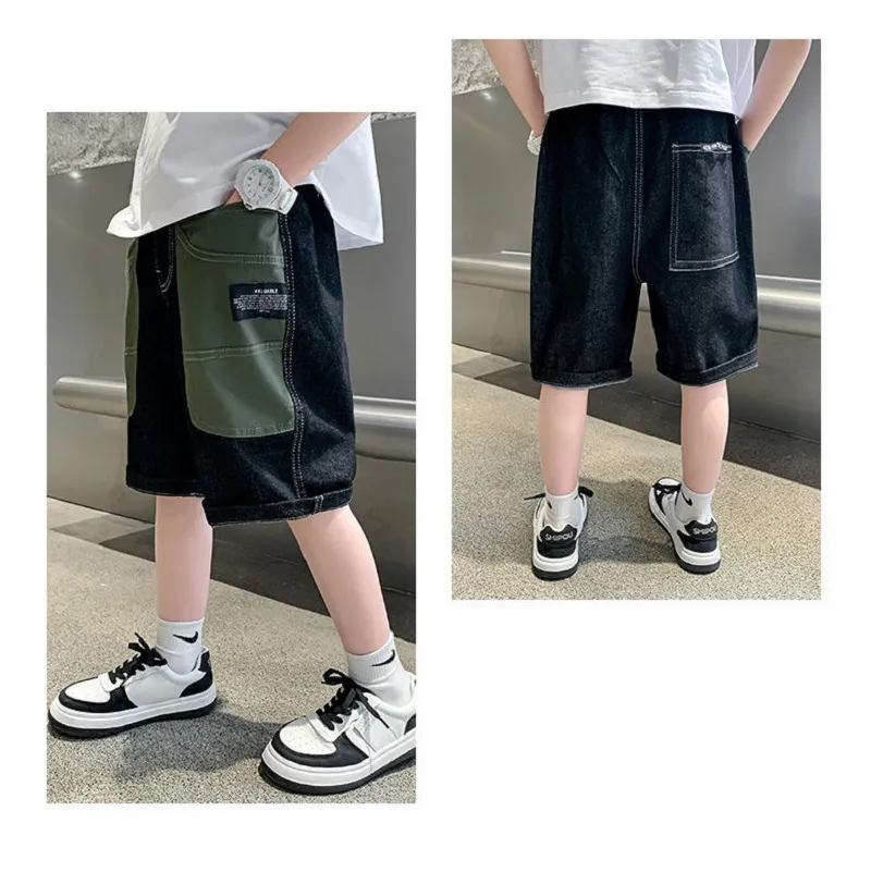 Ropa personalizada para niños, ropa para niños, jeans de verano, vaquero de algodón, cintura elástica, jeans para bebés