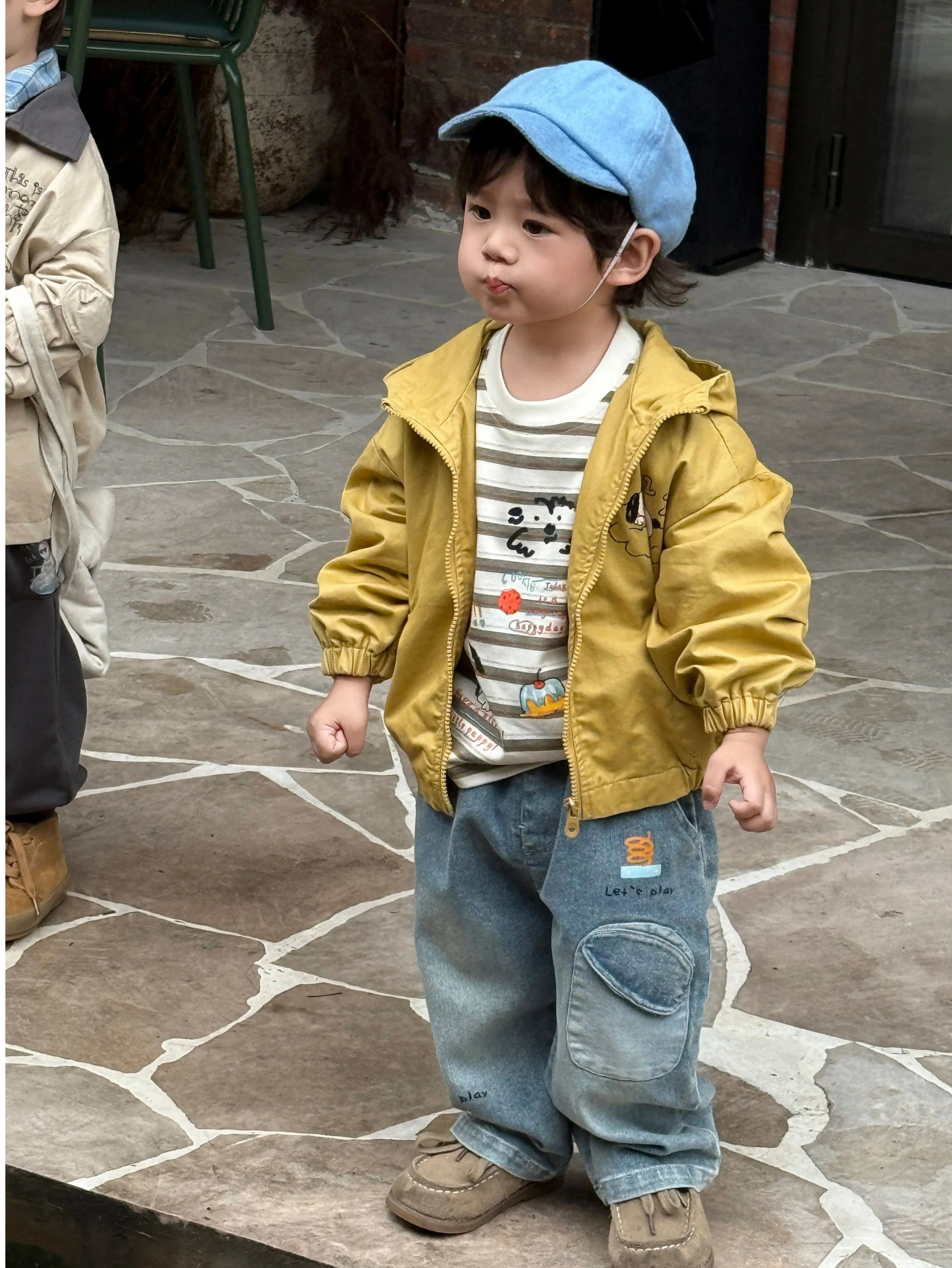 Abrigo con capucha y cremallera para niños, ropa exterior con patrón de dibujos animados