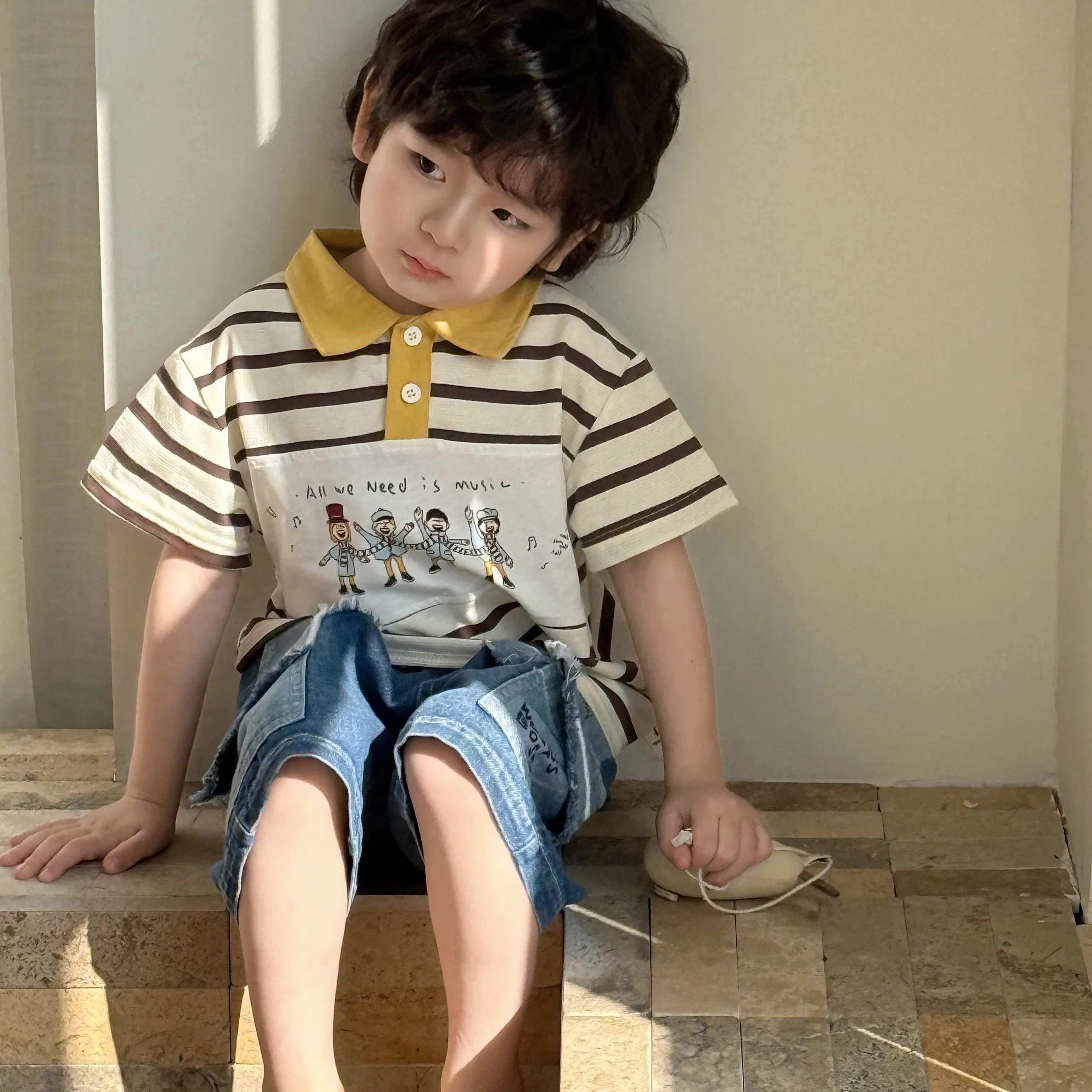 Ropa de verano para niños de algodón puro con camiseta tipo polo