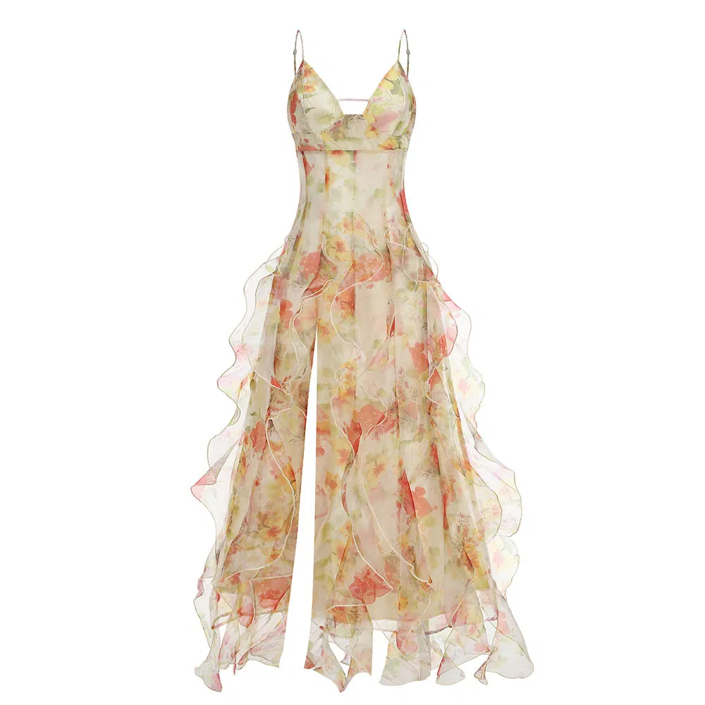 Vestido de moda para chicas con estampado floral elegante de verano, estilo casual para fiestas