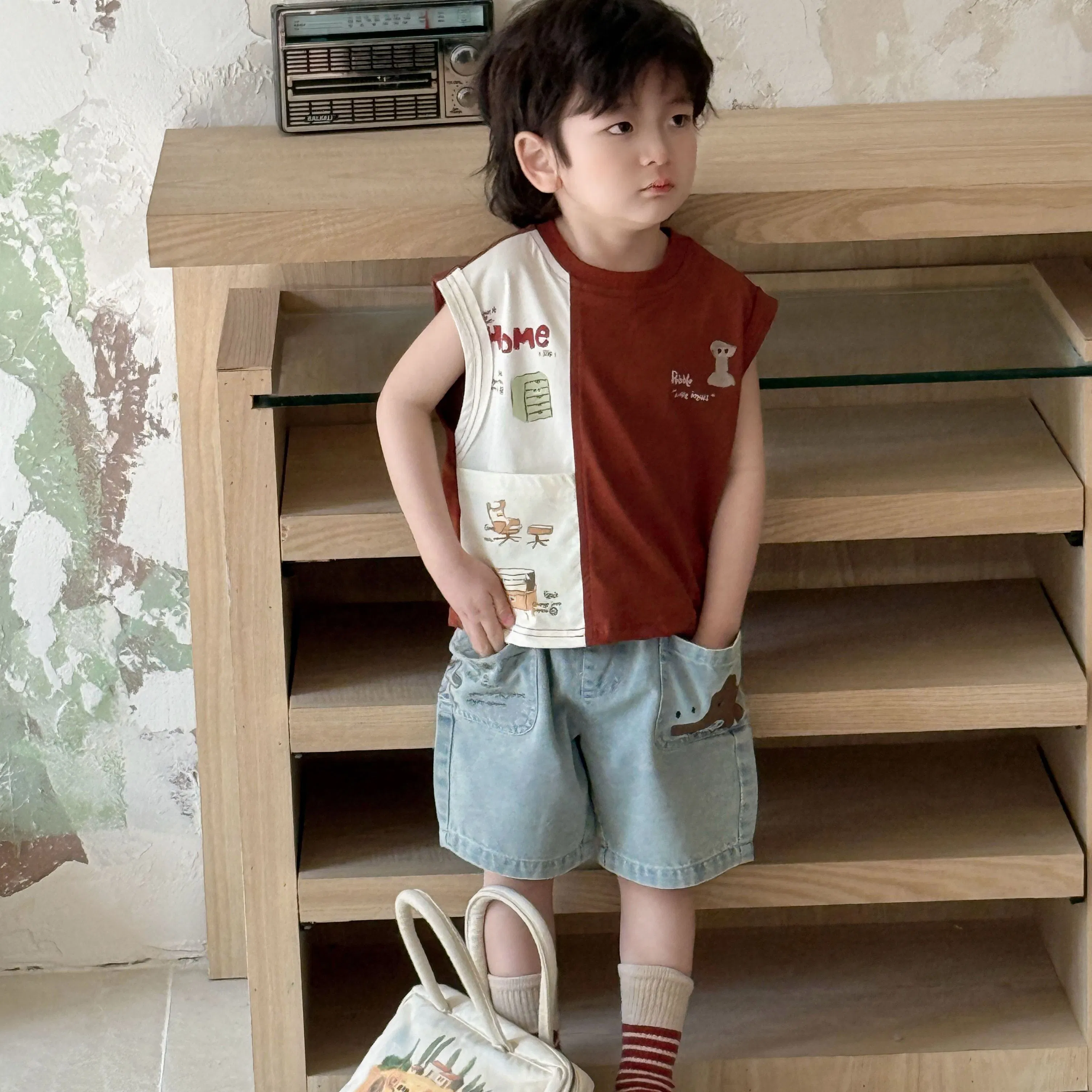 Ropa de algodón para niños, camiseta para bebés con estilo de moda
