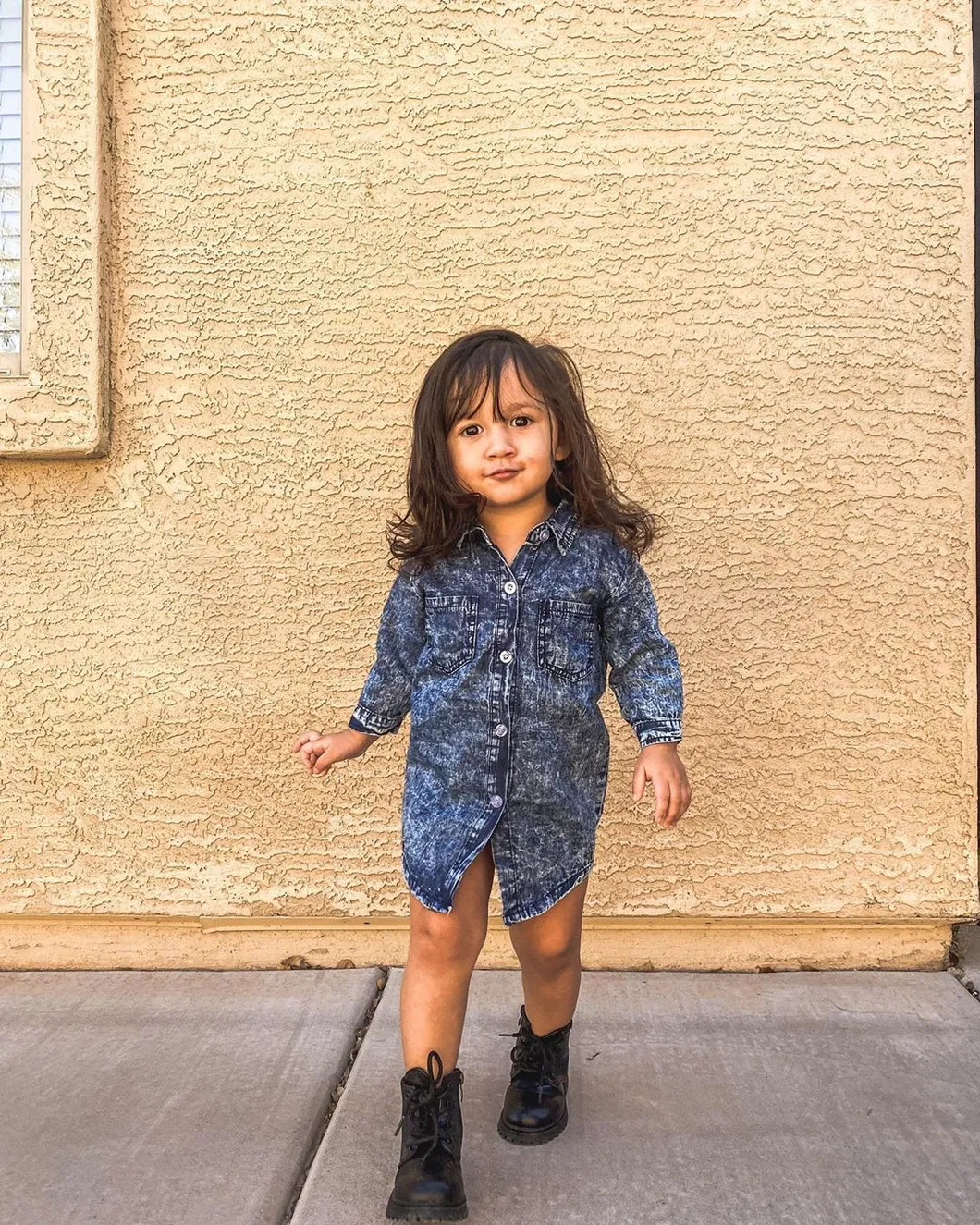 Ropa de mezclilla casual de manga larga personalizada para niños, niñas, bebés y niños