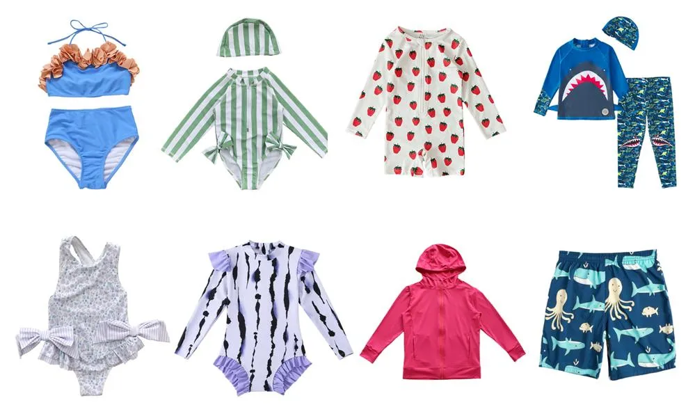 Conjunto de tres piezas para niños Upf50 Traje de baño UV Ropa de playa para niños