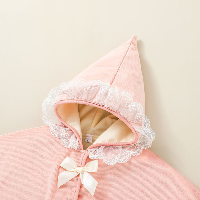 Abrigo cálido de invierno para niñas bebés, capa exterior, chaqueta para niñas pequeñas, ropa para niños, poncho rosa