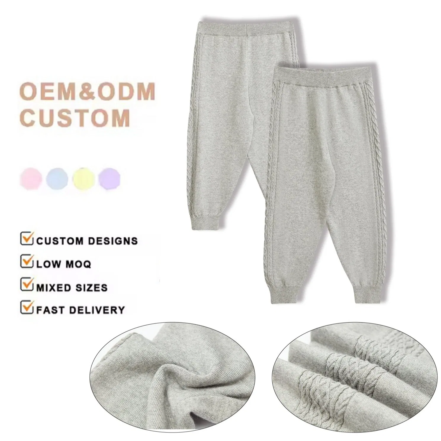 Pantalones largos de cachemira de alta calidad 100% pantalones de cachemira ropa para niños