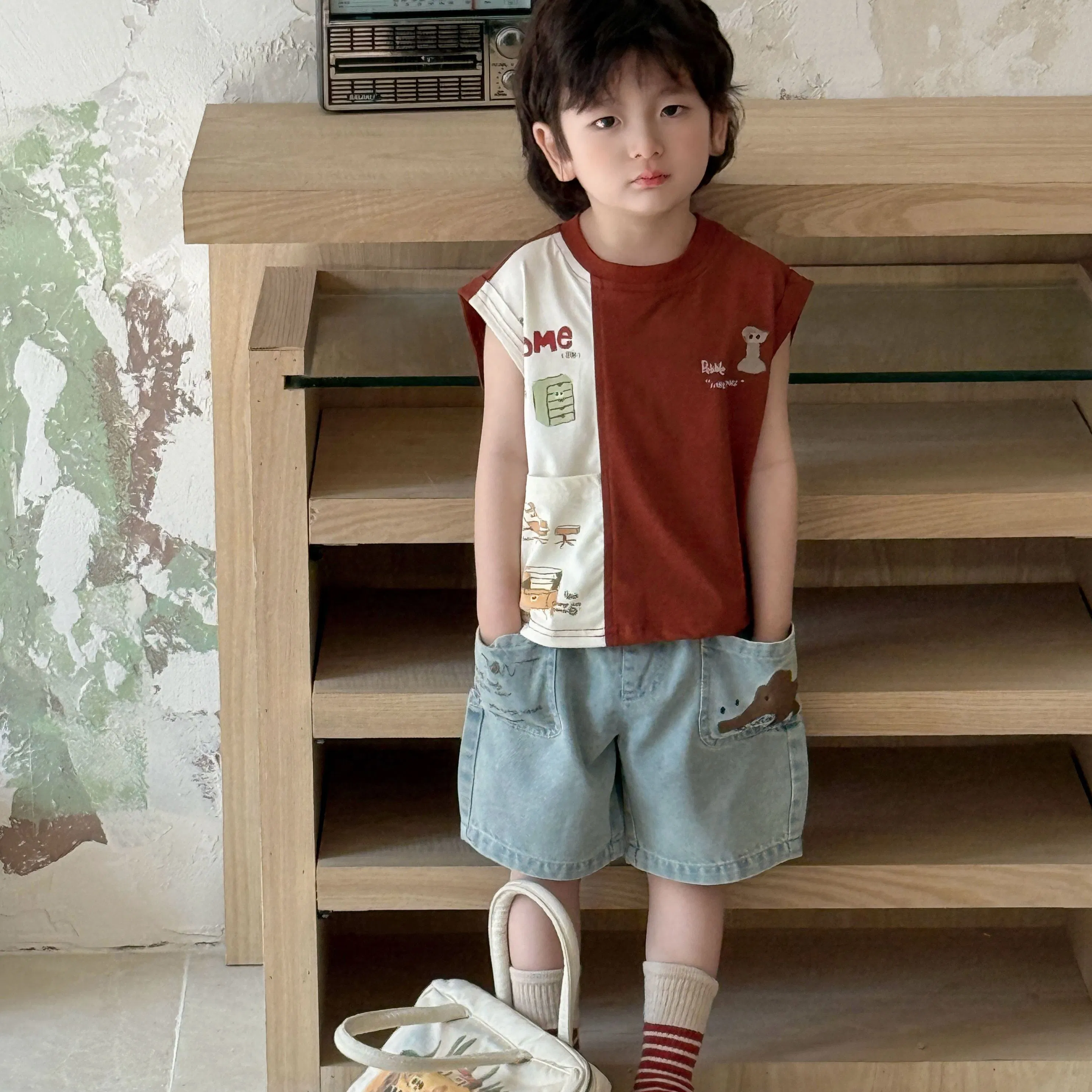 Ropa de algodón para niños, camiseta para bebés con estilo de moda