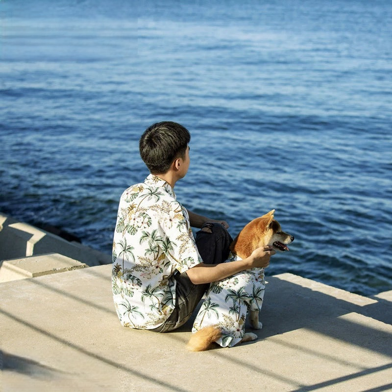 Dueño y Mascota Atuendo Playero Casual para Mascotas Camiseta Hombre Perro Padre Hijo Ropa Xs-8XL Ropa para Cachorro Perro Grande