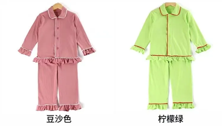 Conjunto de pijamas navideños clásicos para niños, ropa de punto sólida para niños, conjunto de pijama, pijamas familiares, pijama