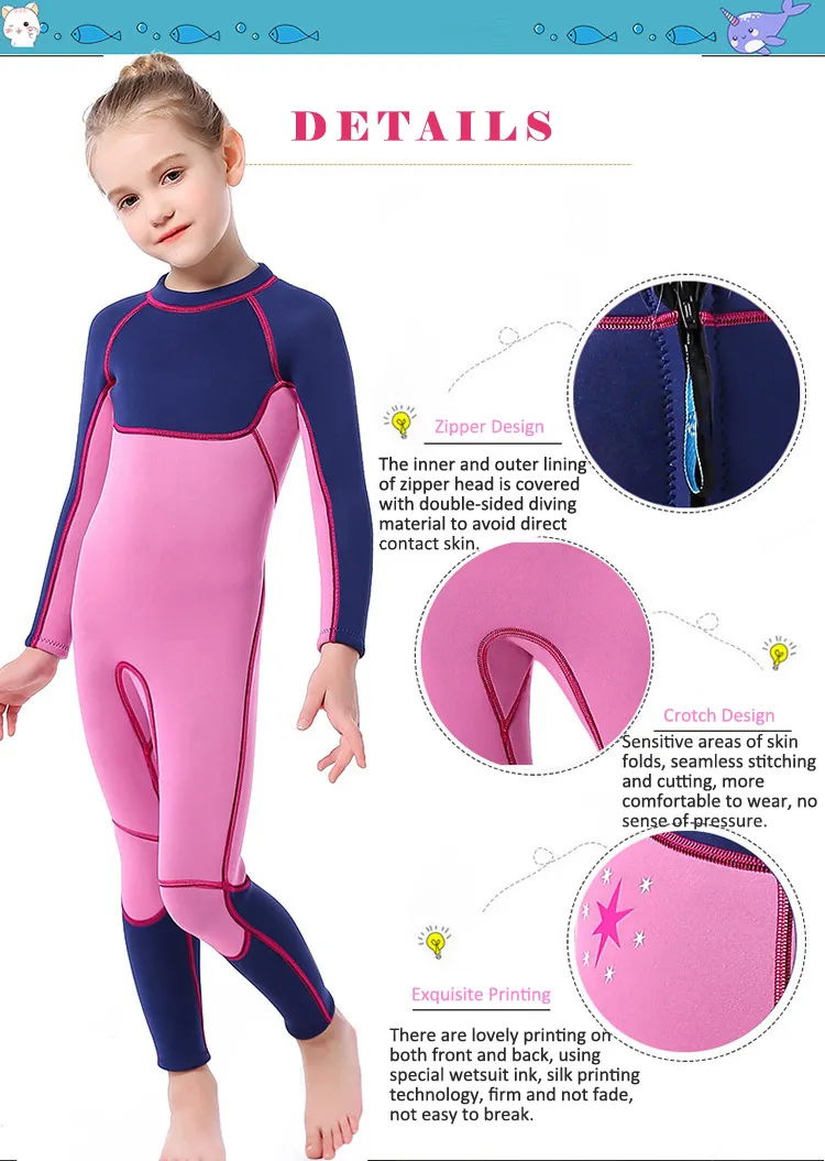 Nuevo Estilo Traje de Baño para Niños 2.5mm Neopreno Térmico de Una Pieza para Niñas