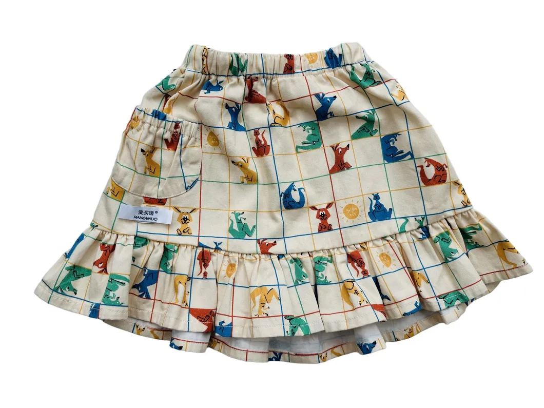 Falda de sarga de algodón personalizada para niña, ropa infantil