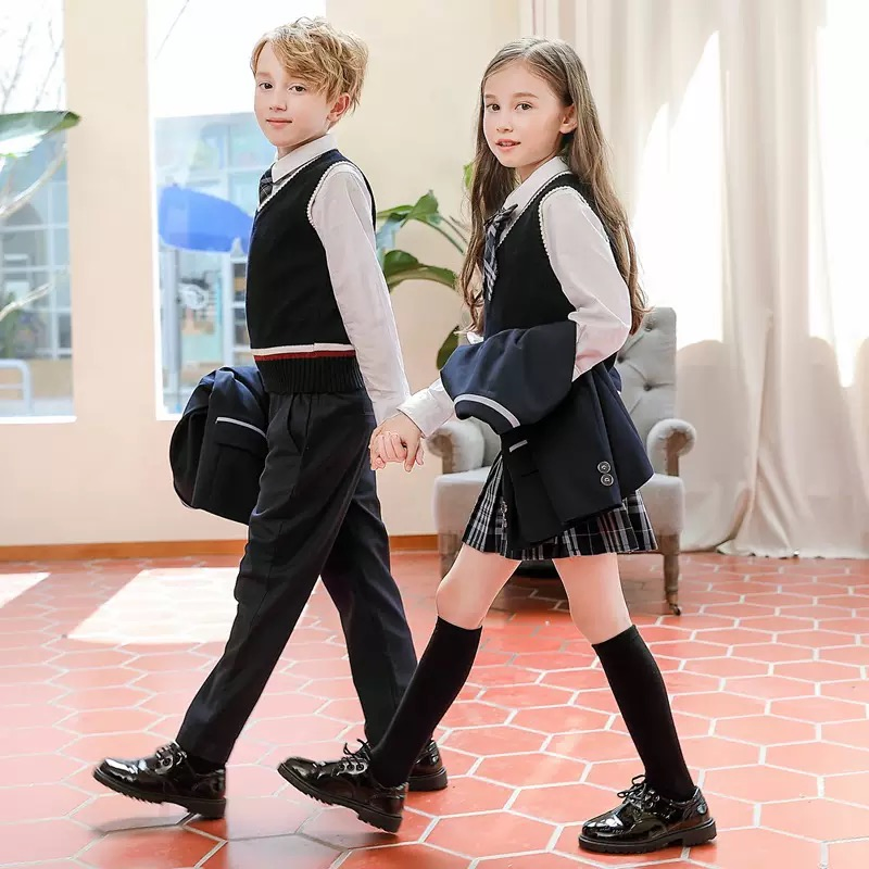 Blazer personalizado de la escuela primaria Children's y falda a cuadros uniforme escolar formal